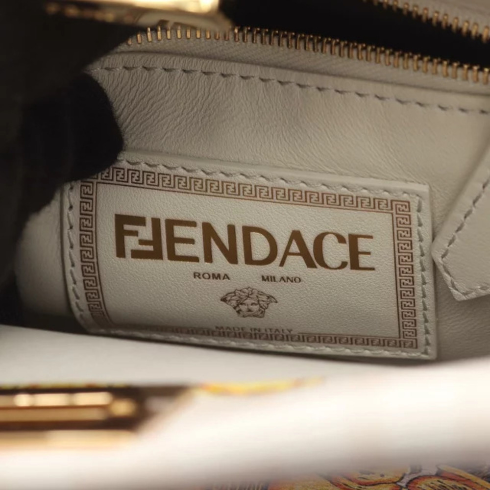 Fendi Handbag Peekaboo Versace  OFF Yellow Leather White - Picture 4 of 6